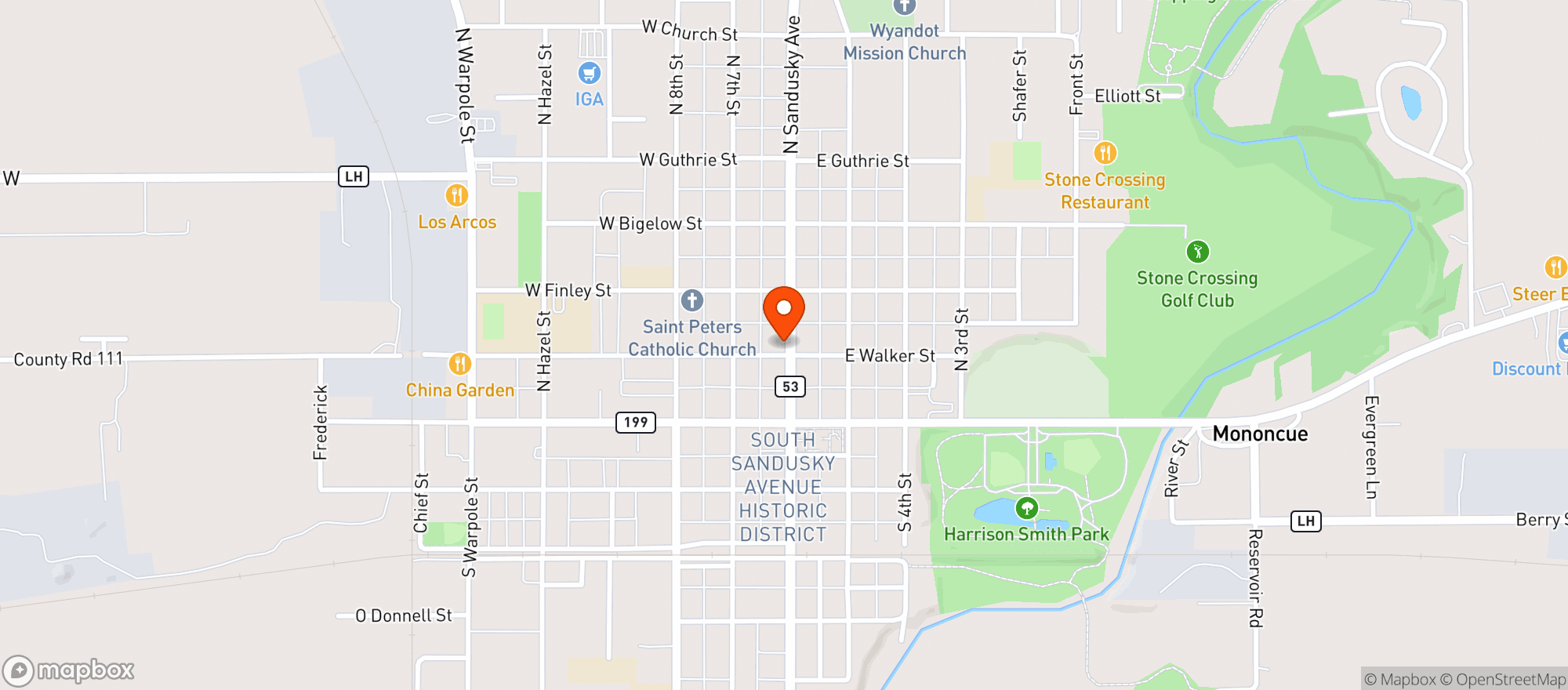 Map showing A & A GROCERY INC