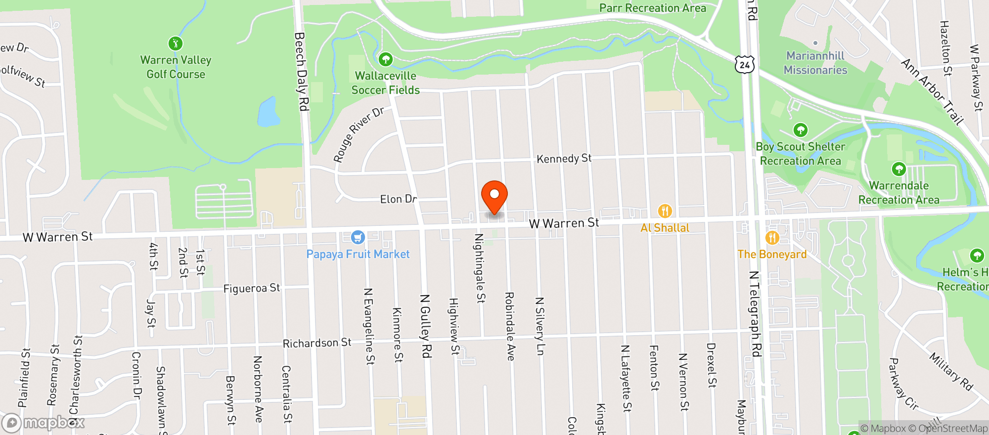 Map showing Randys Robindale Bar