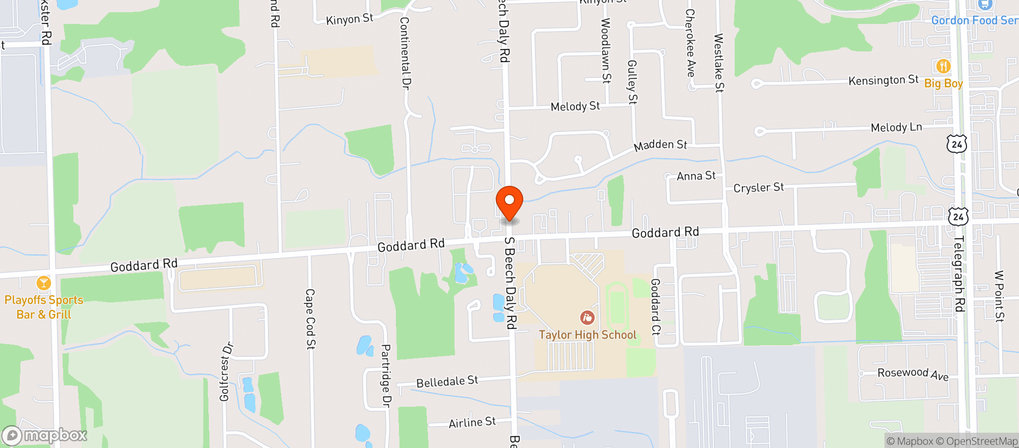 Map showing Get & Go Pizza & Subs