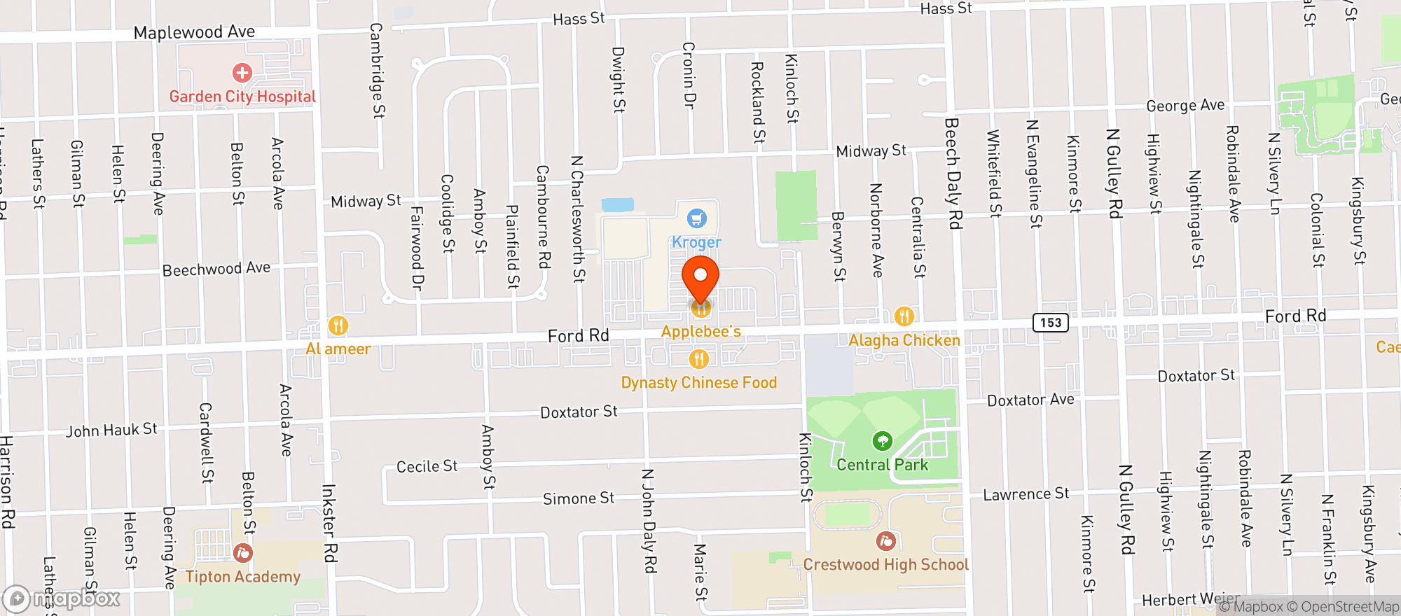 Map showing Applebees Neighborhood Grill & Bar