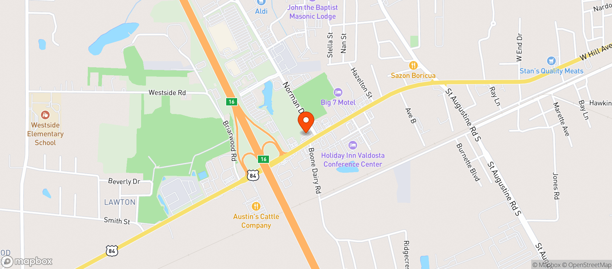 Map showing CIRCLE K (1904 W HILL AVE)