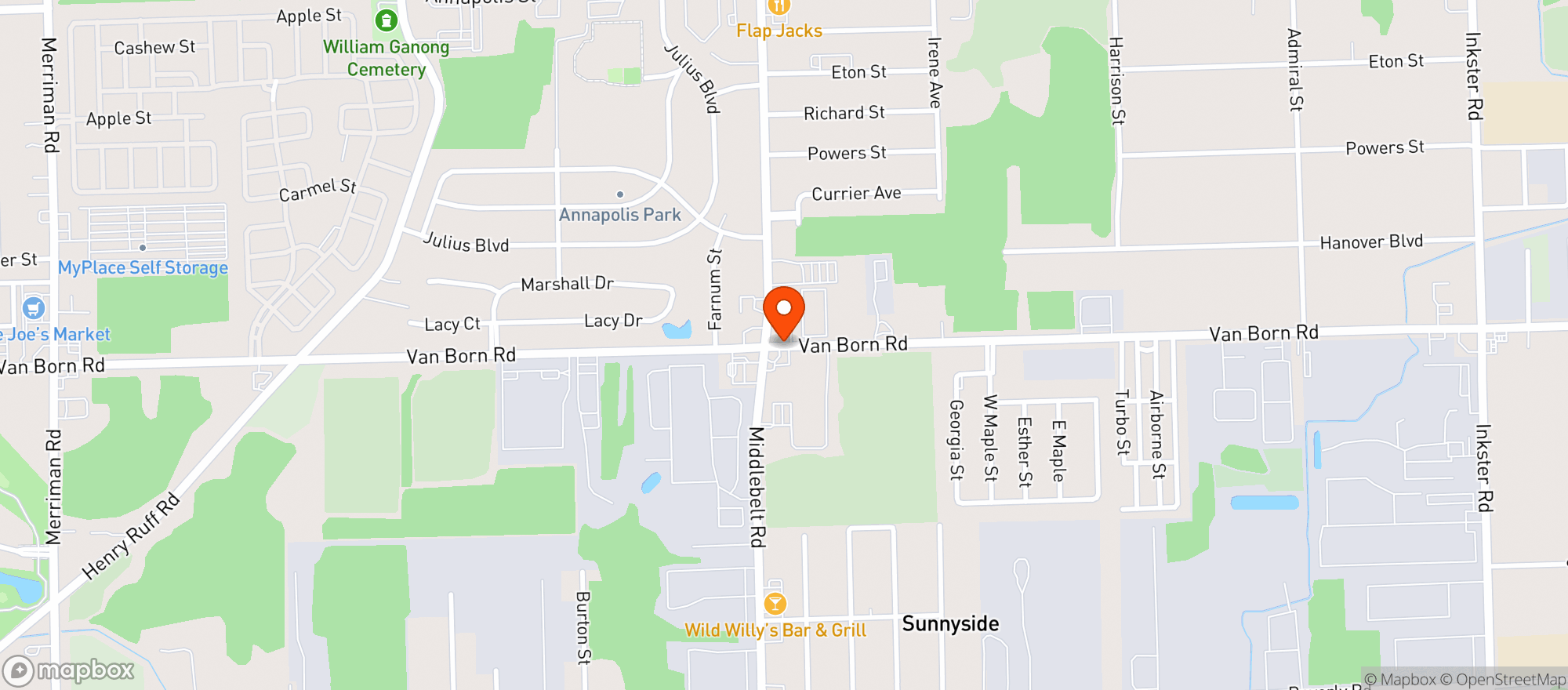 Map showing Van Born Food Center