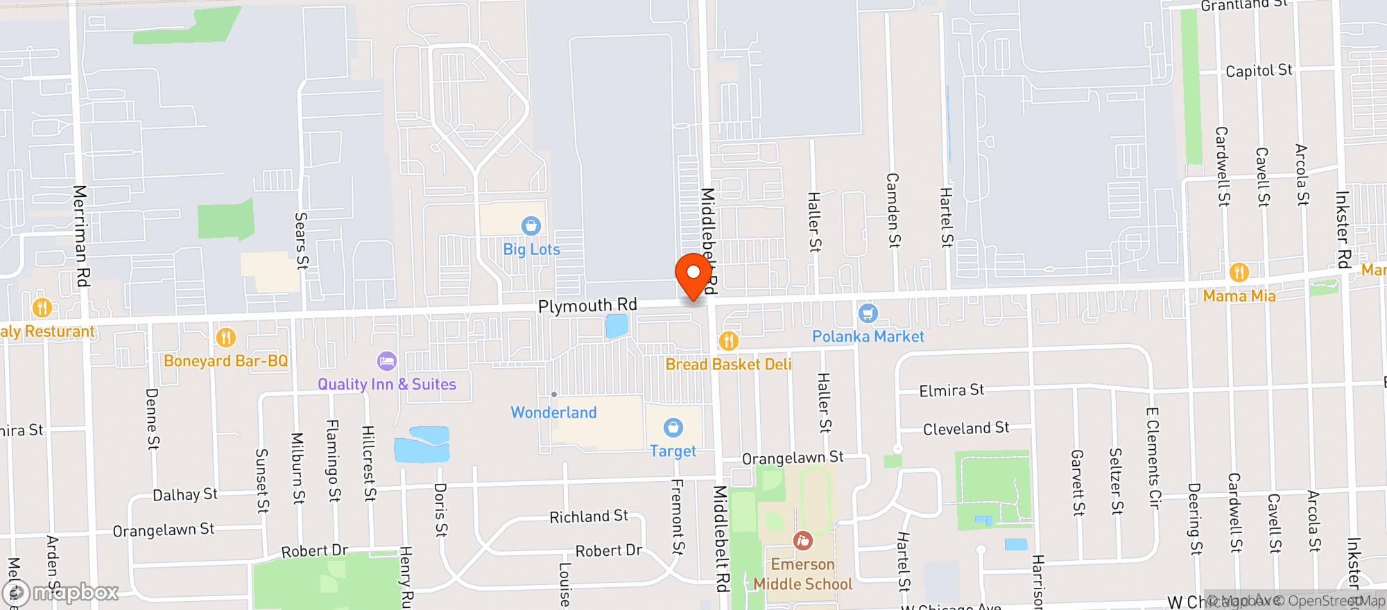 Map showing Target Store