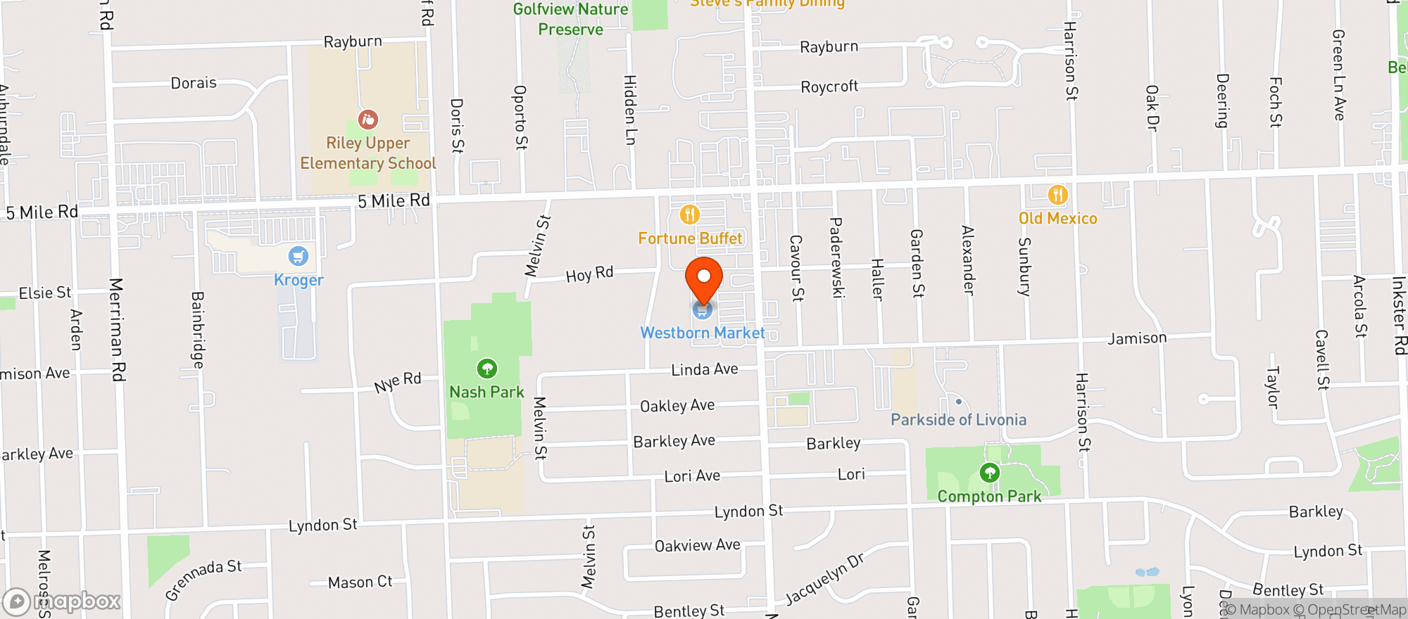 Map showing Westborn Market - Livonia