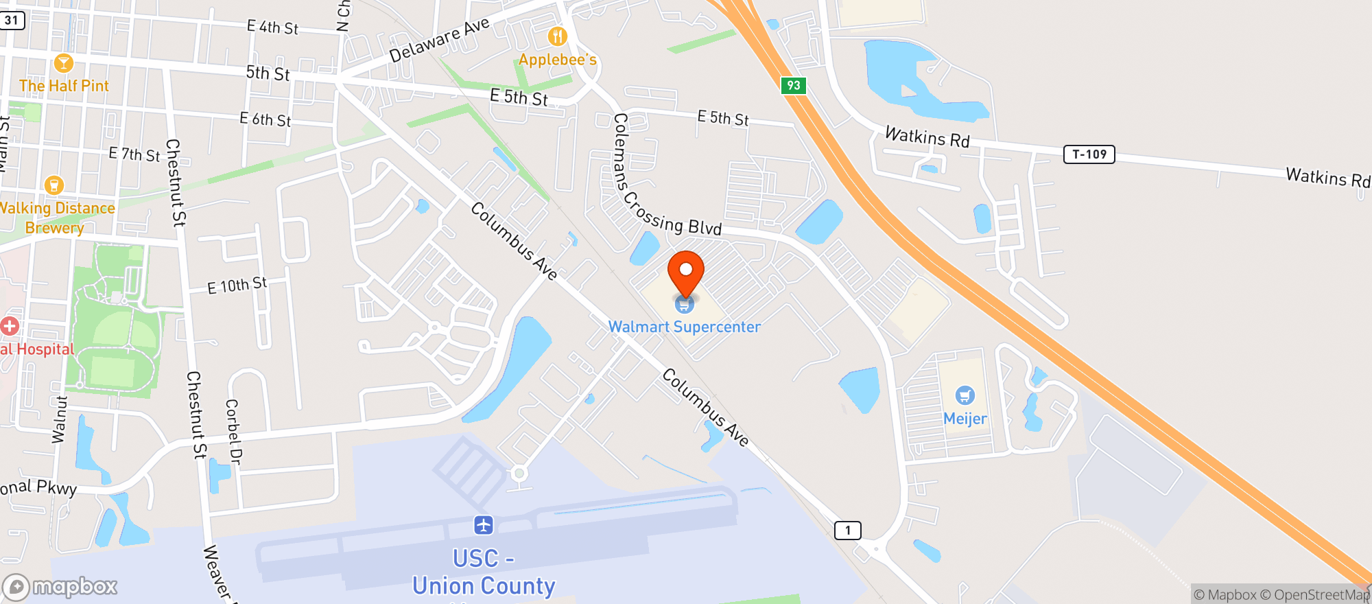 Map showing WALMART SUPERCENTER