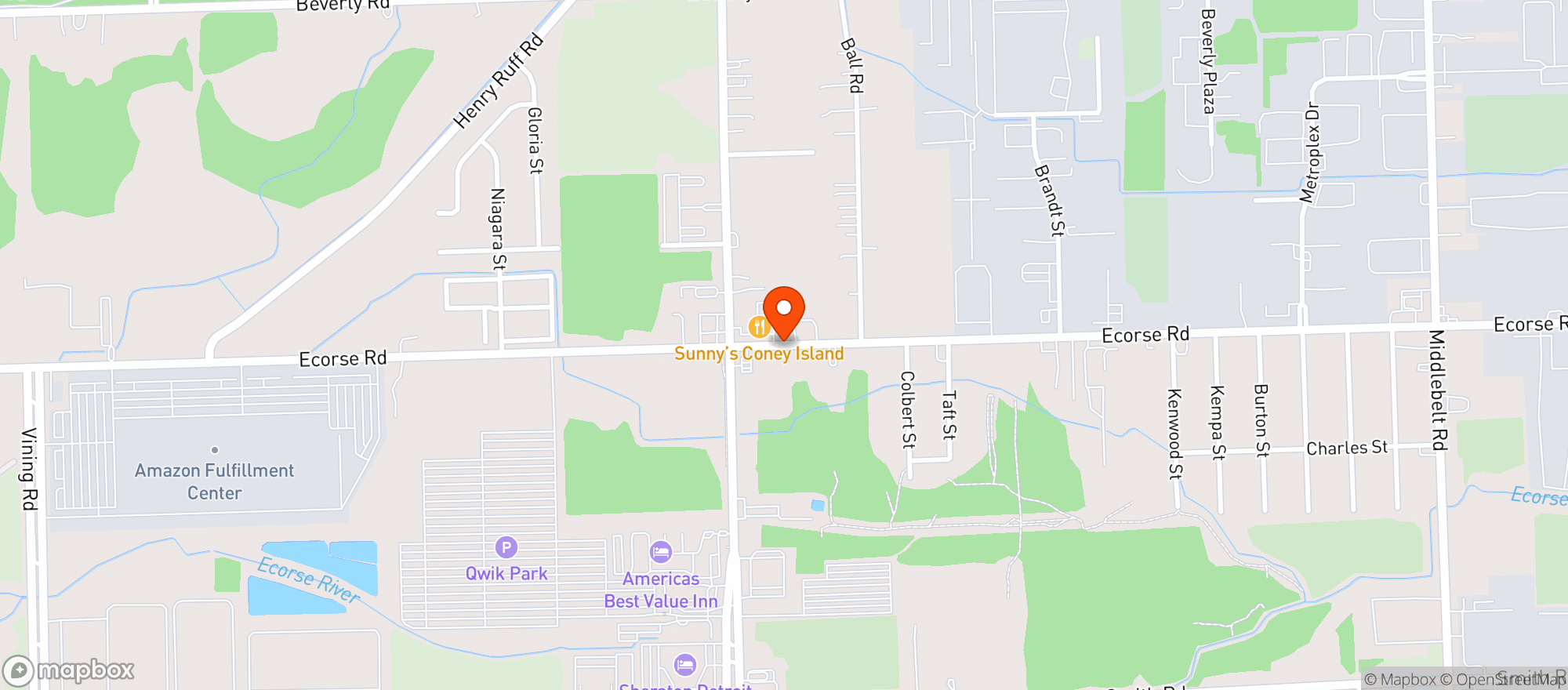 Map showing Romulus Palace Liquor Store