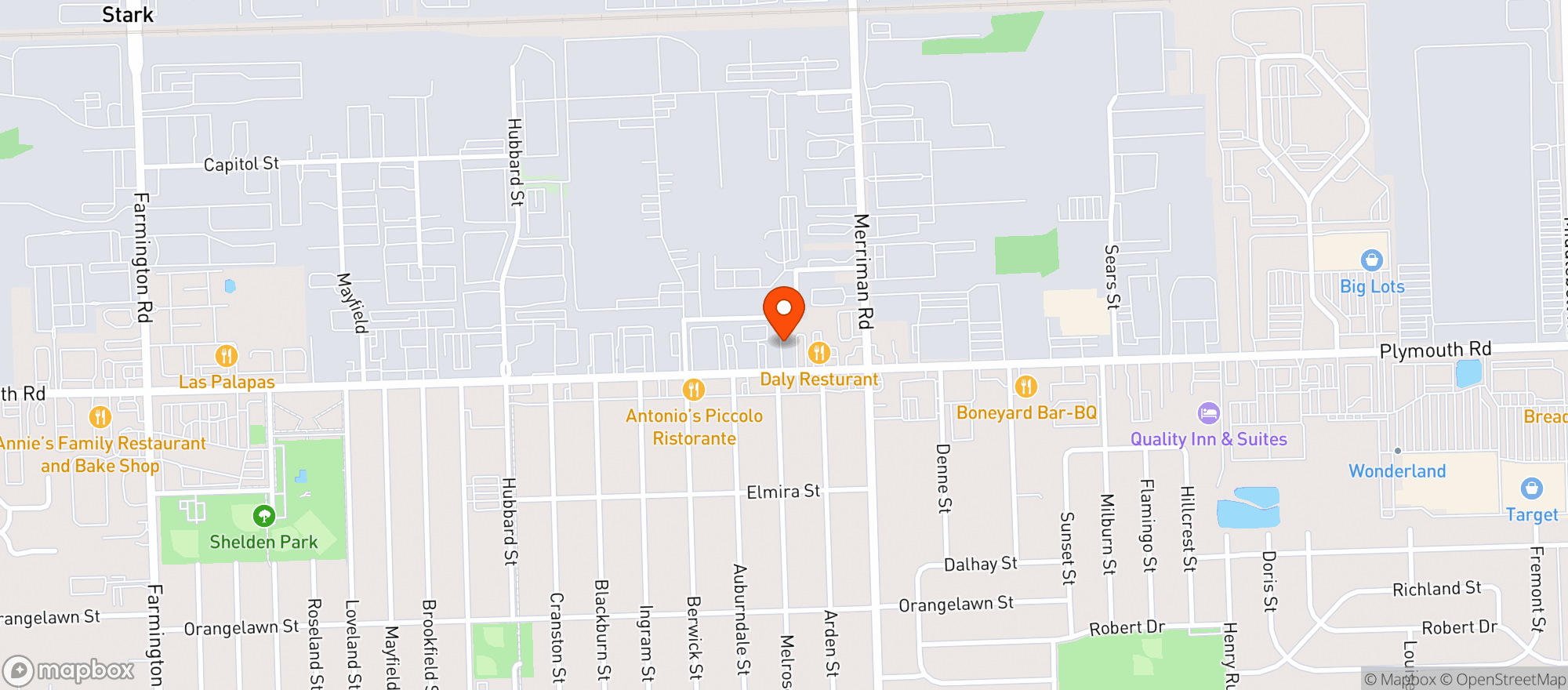 Map showing Luigis Cafe