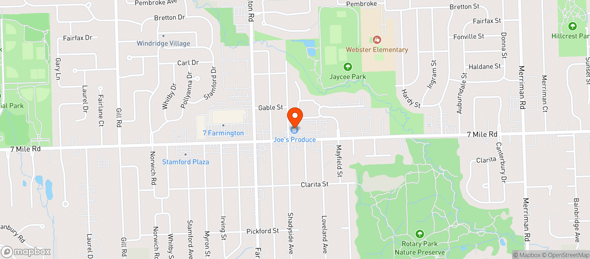 Map showing Joes Produce
