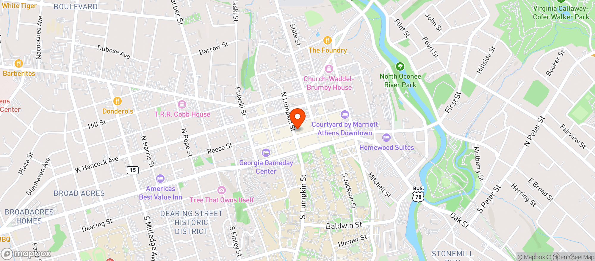 Map showing No Where Bar