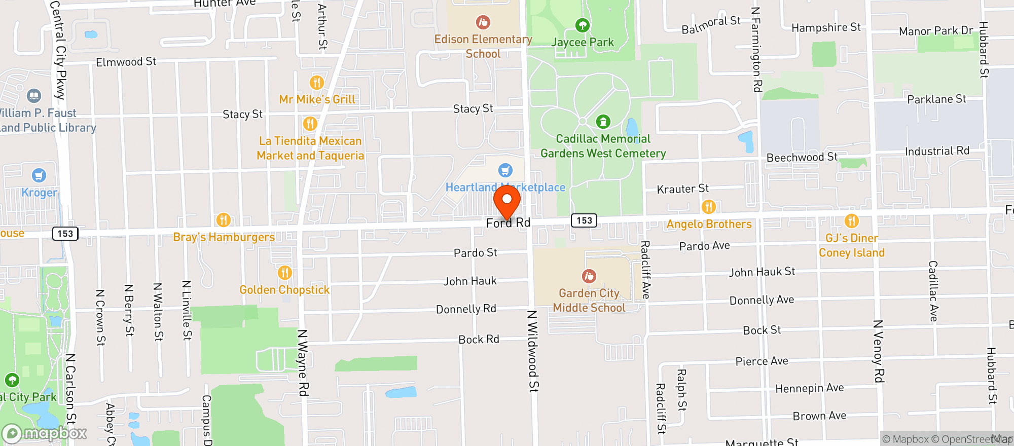 Map showing Heartland Marketplace