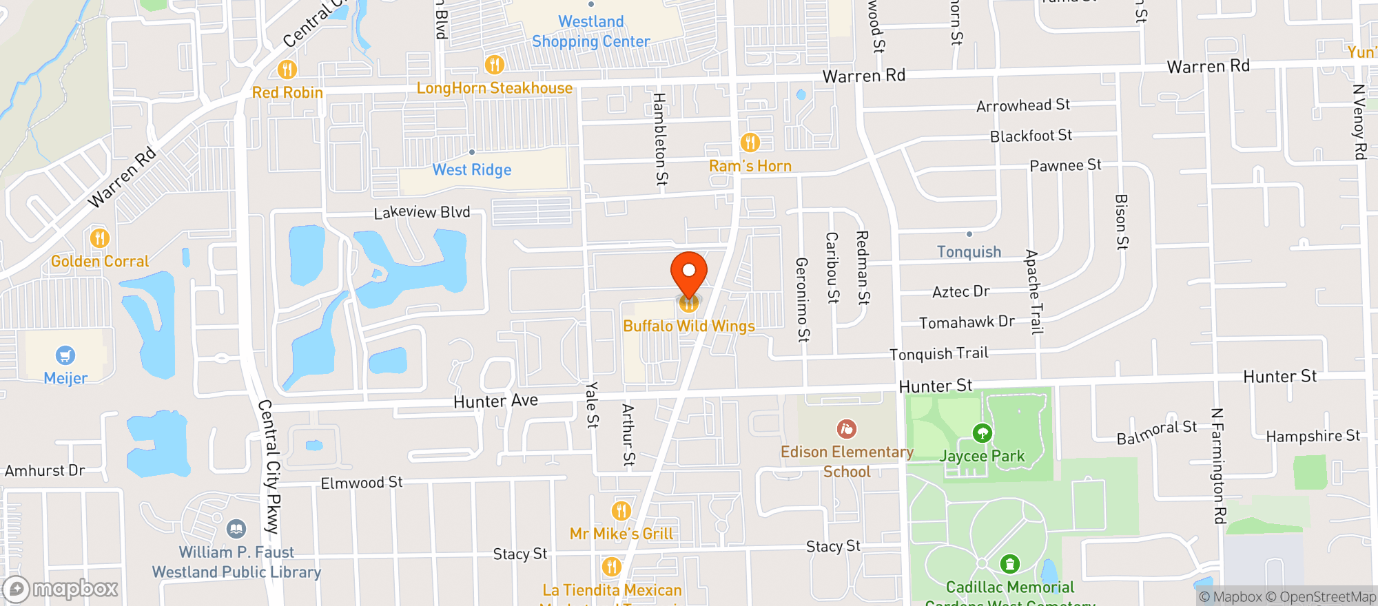 Map showing Buffalo Wild Wings Gril #3110