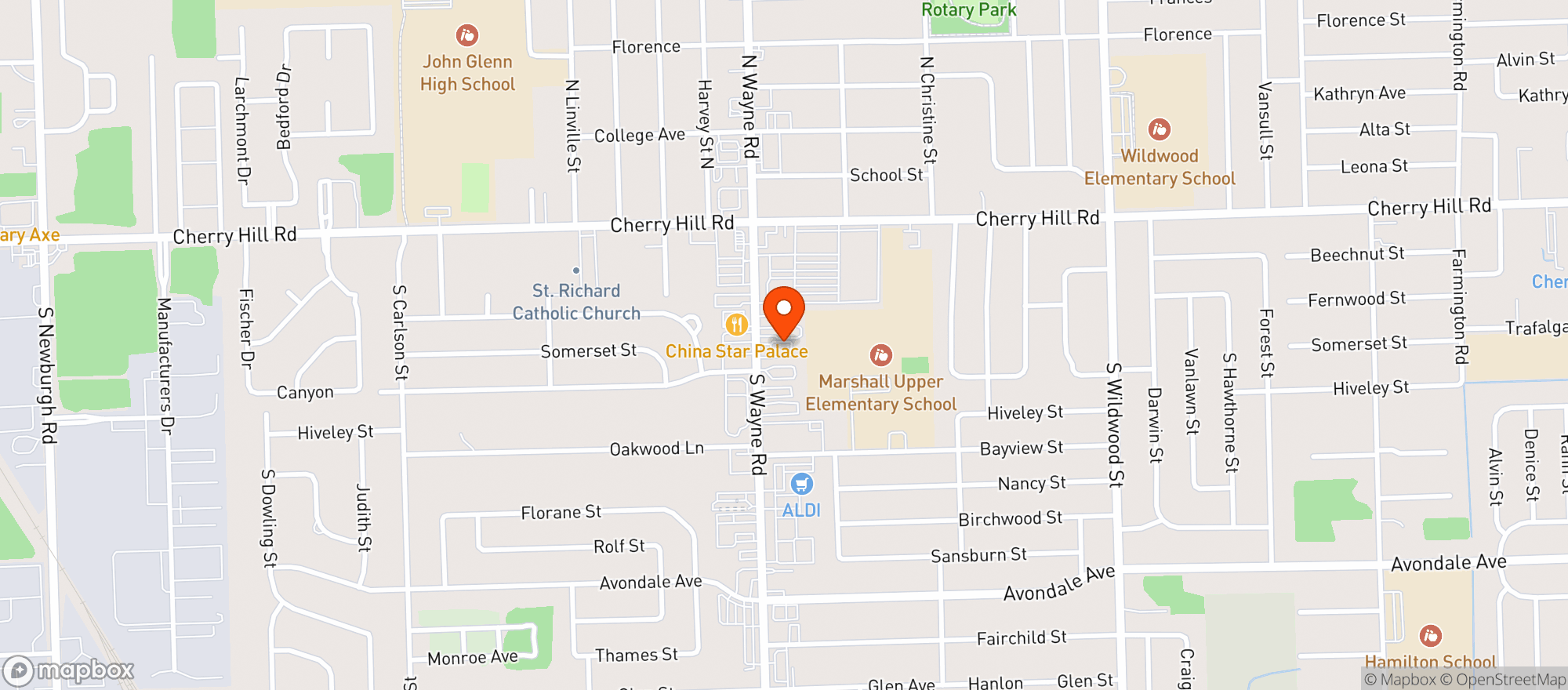 Map showing Wayne Med Mart