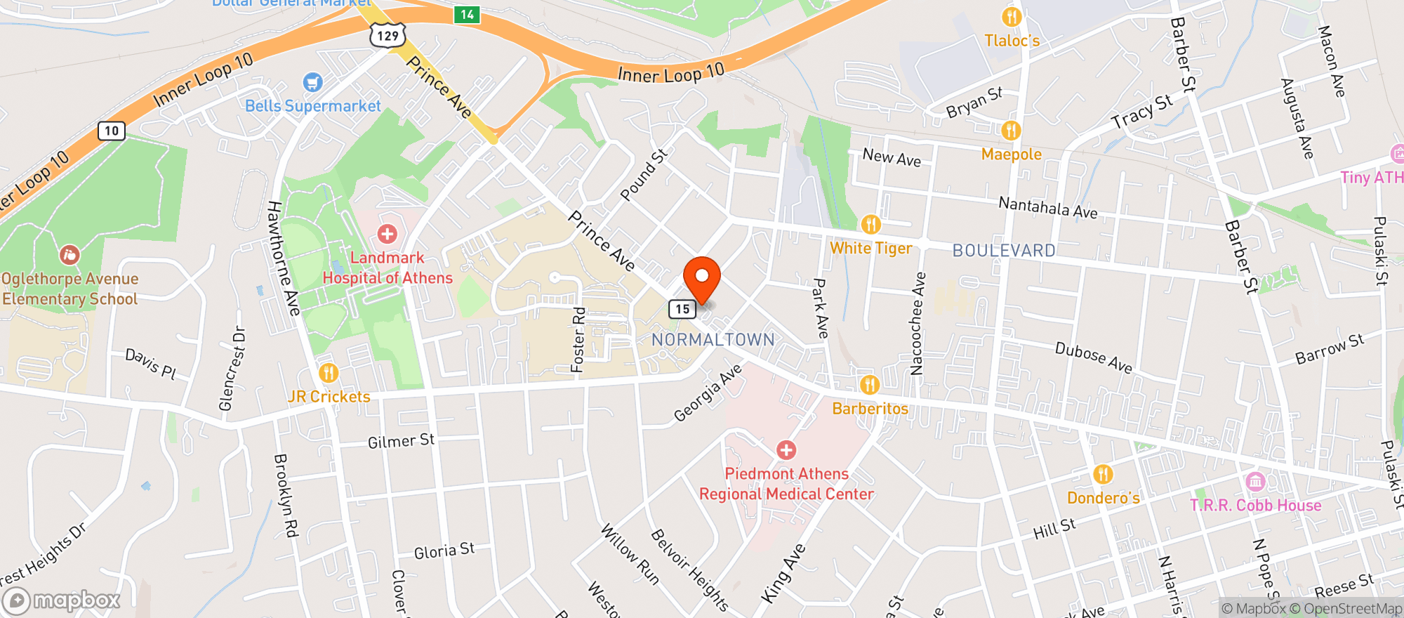 Map showing Sams Food Mart