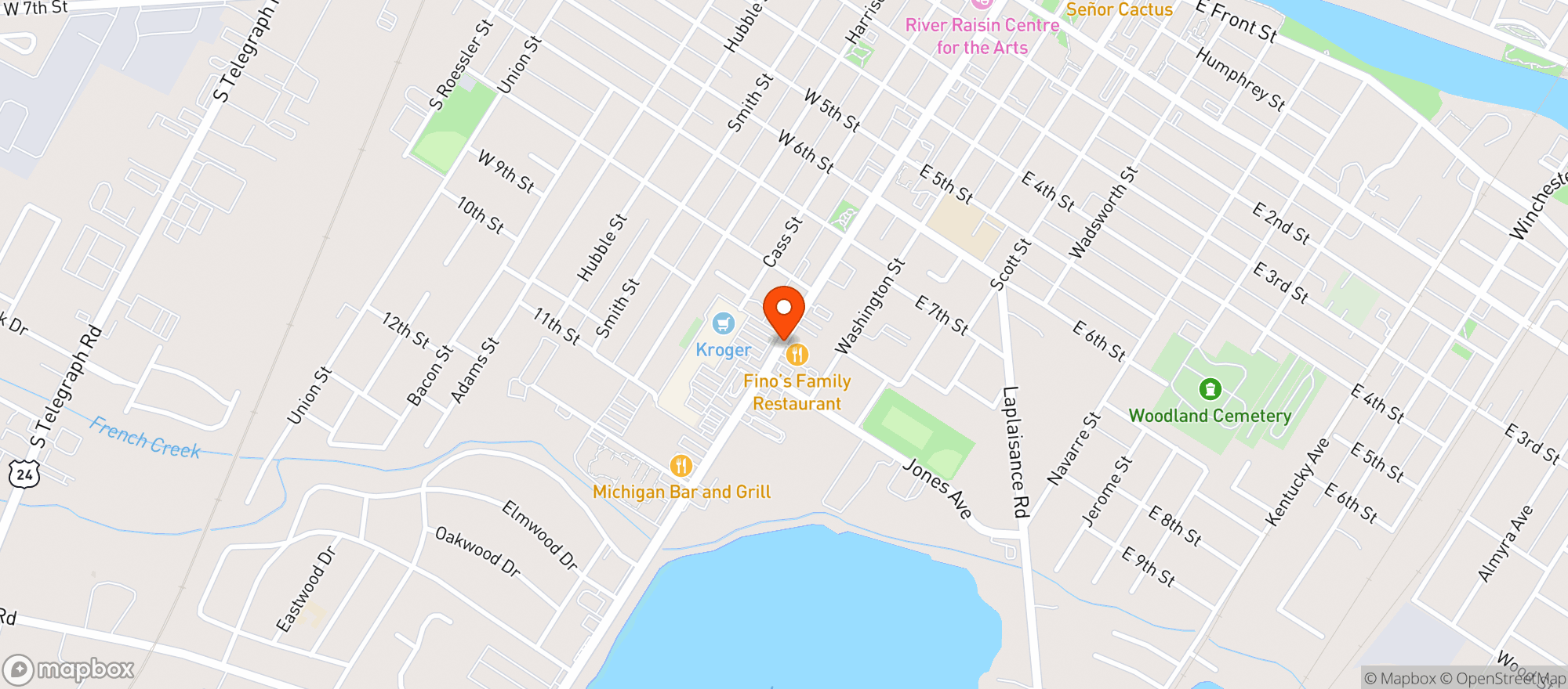 Map showing Monroe Liquor Plaza