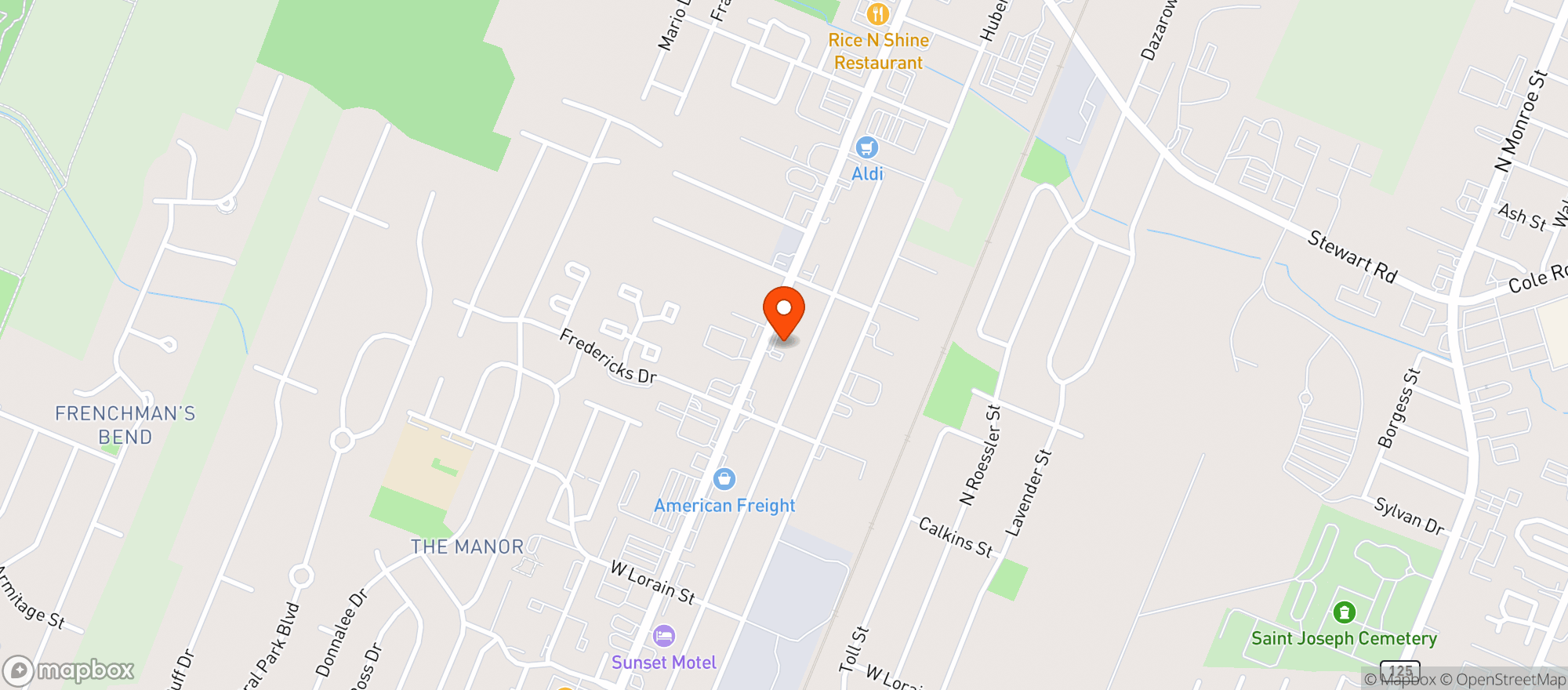Map showing Petes Garage