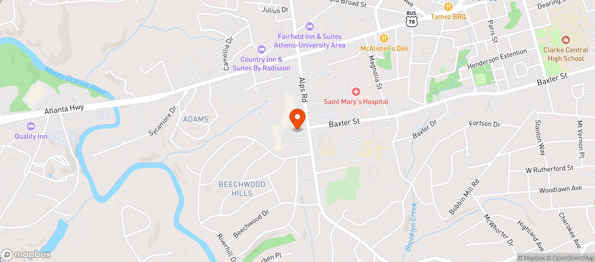 Map showing The Fresh Market (Athens)