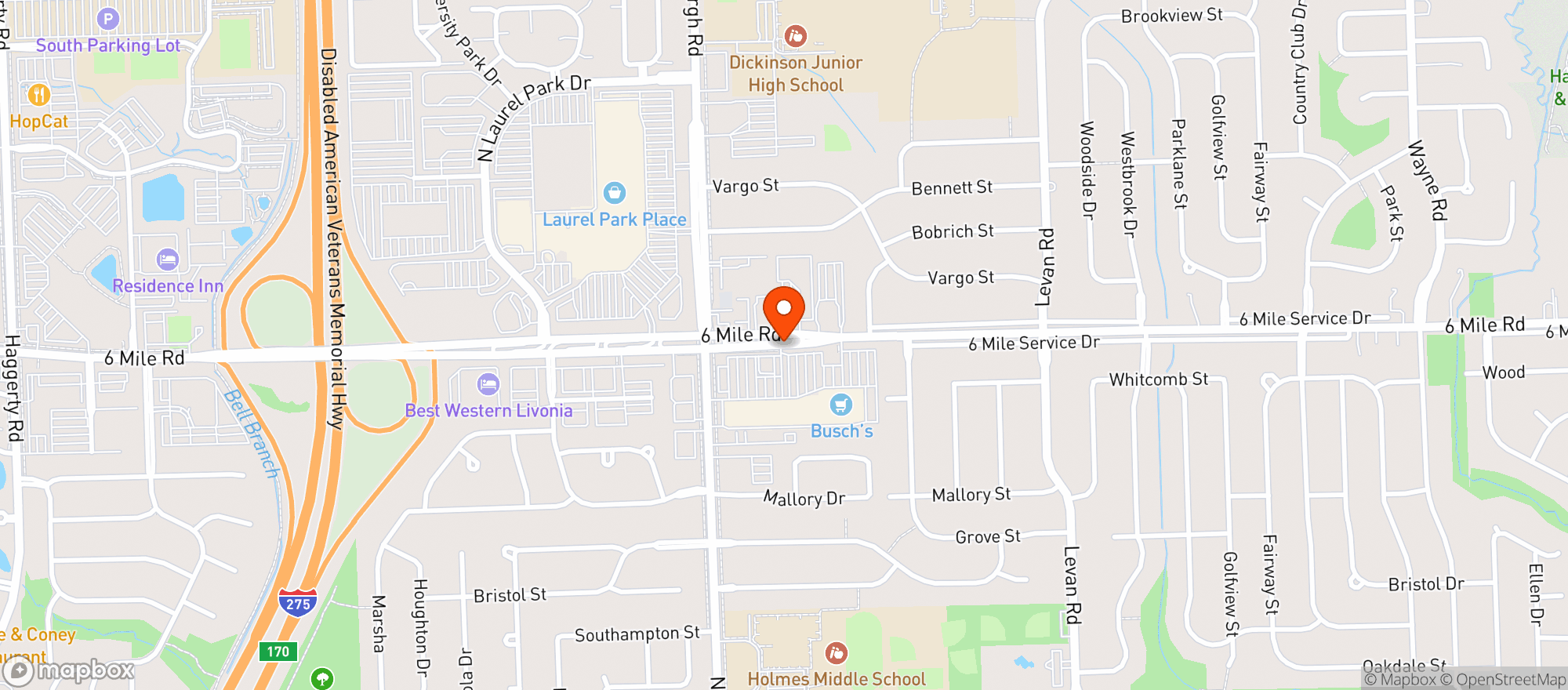 Map showing Buschs Fresh Food Market