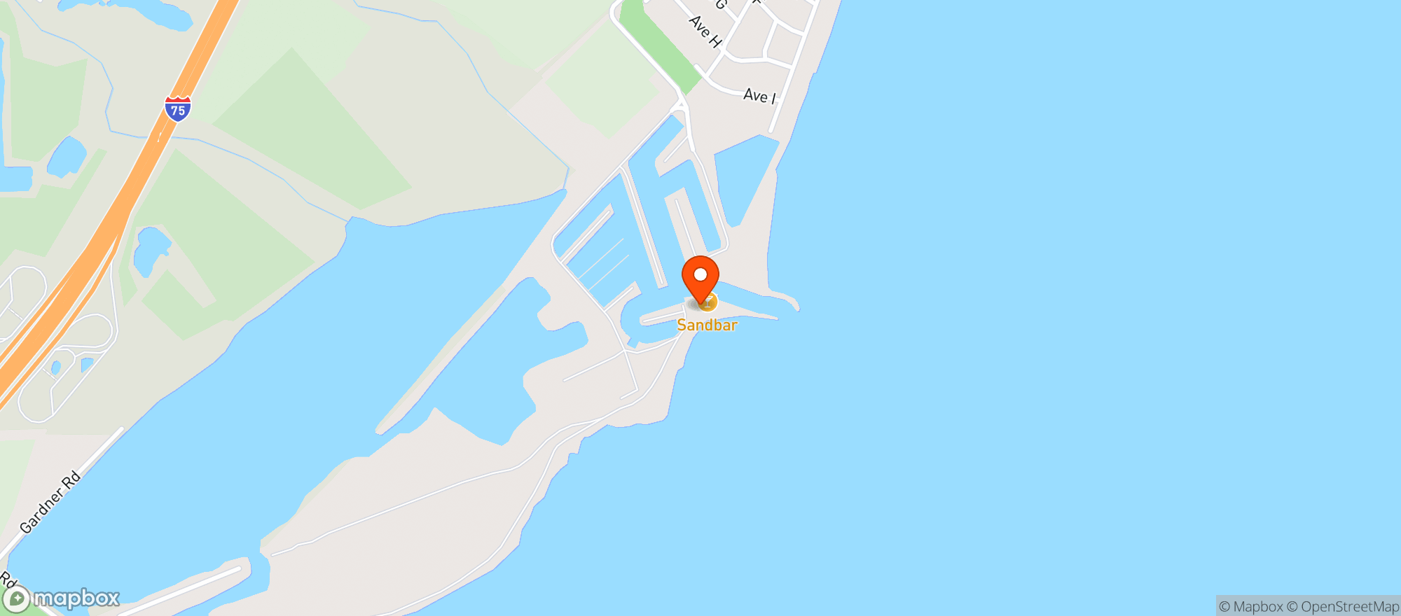 Map showing Sand Bar