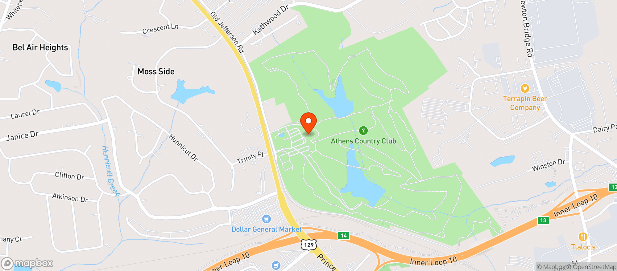 Map showing Athens Country Club