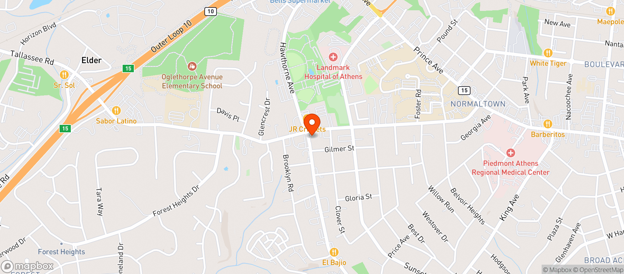 Map showing Food Mart/hawthorne