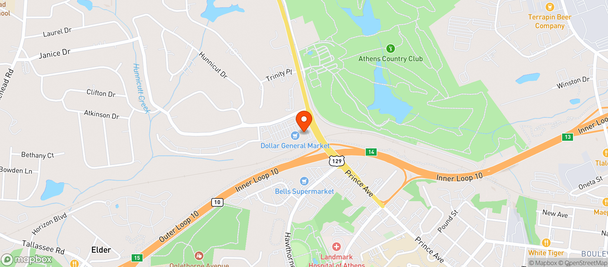 Map showing THE CELLAR WINE & SPIRITS