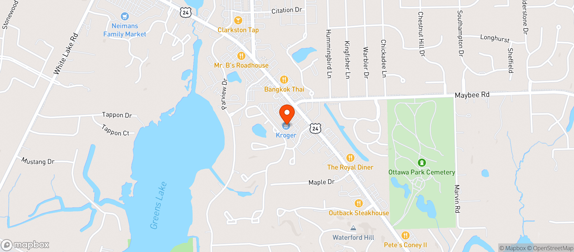 Map showing Kroger