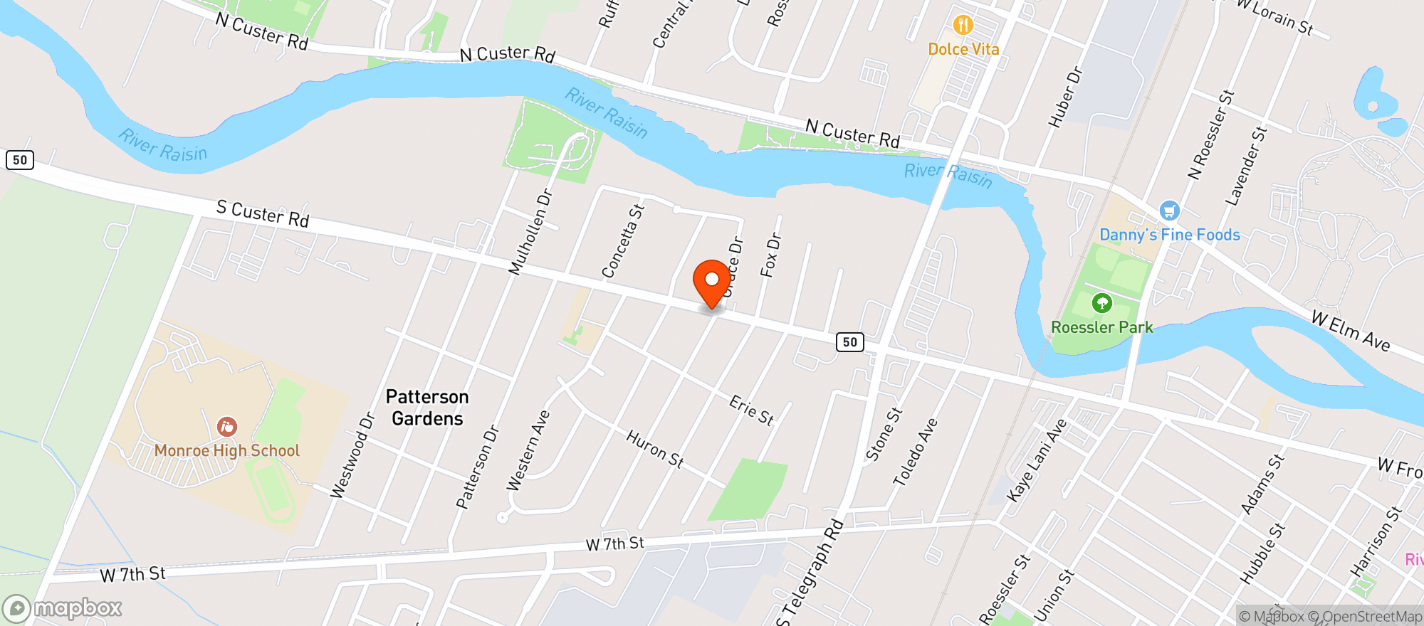 Map showing Partyville Liquor Store