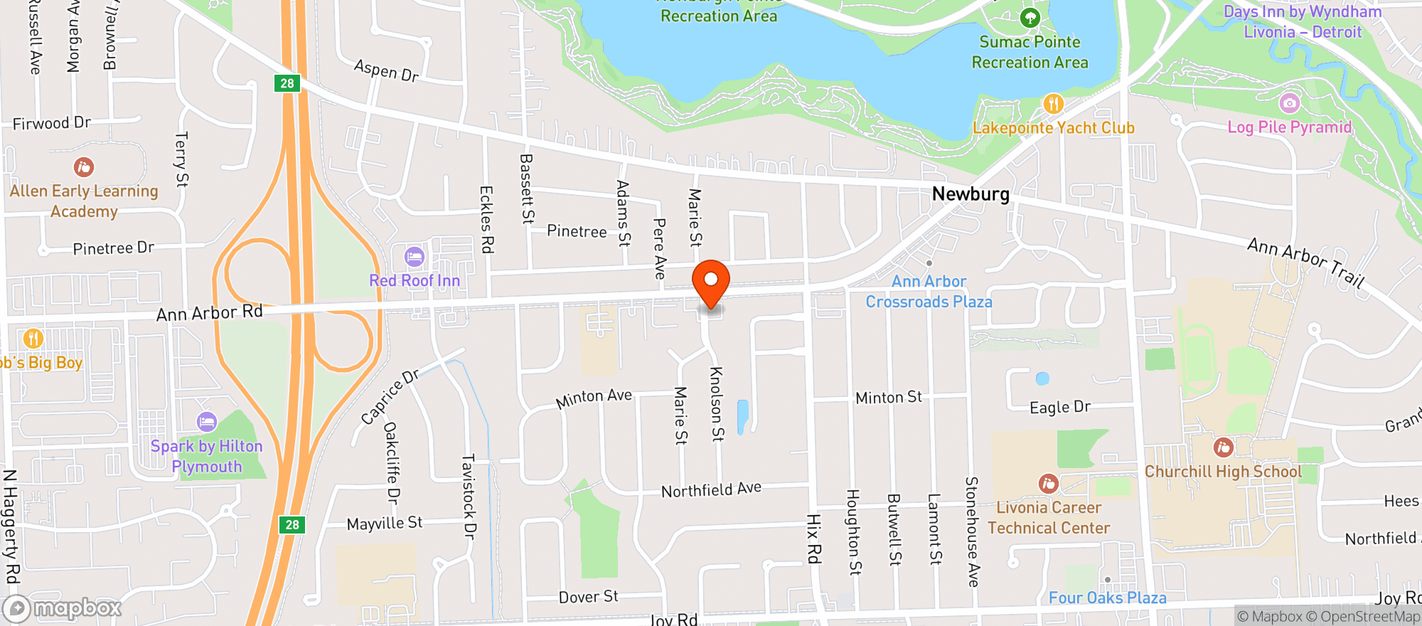 Map showing LIVONIA LIQUOR AND FINE WINE