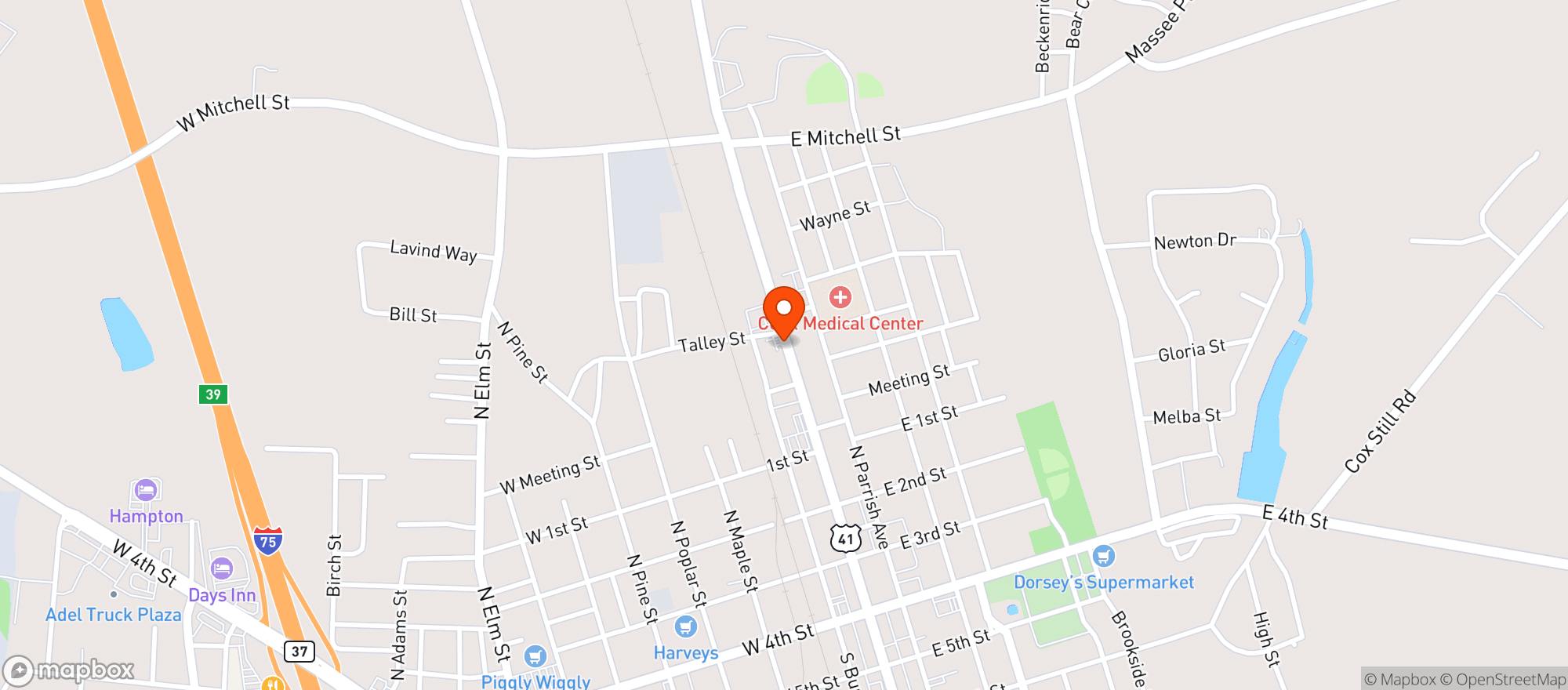 Map showing Adel Food Mart