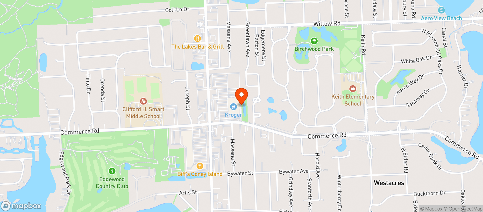 Map showing Kroger