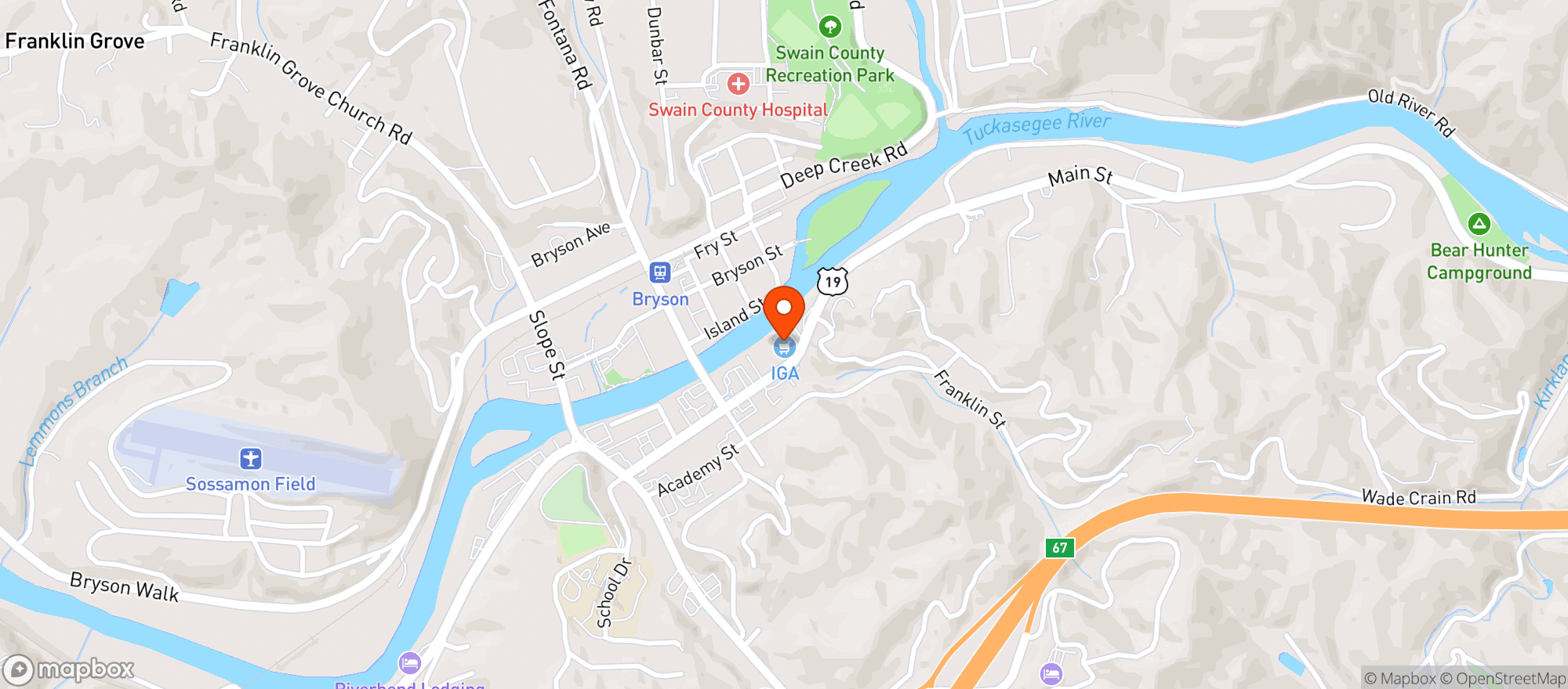 Map showing Iga Bryson City