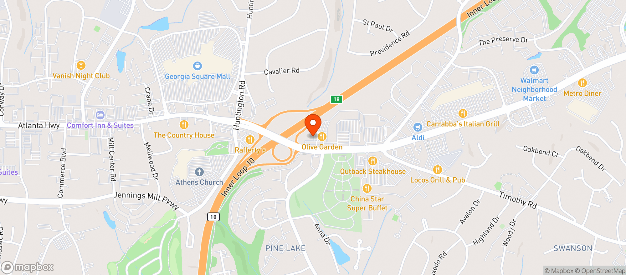 Map showing Quiktrip #1726