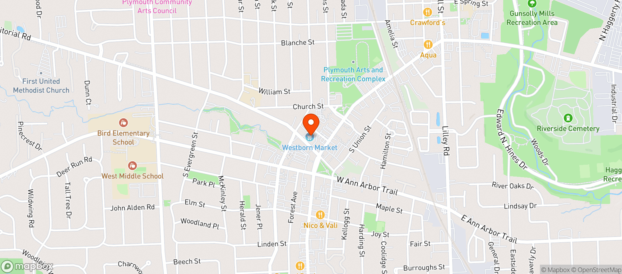 Map showing Westborn Market - Plymouth