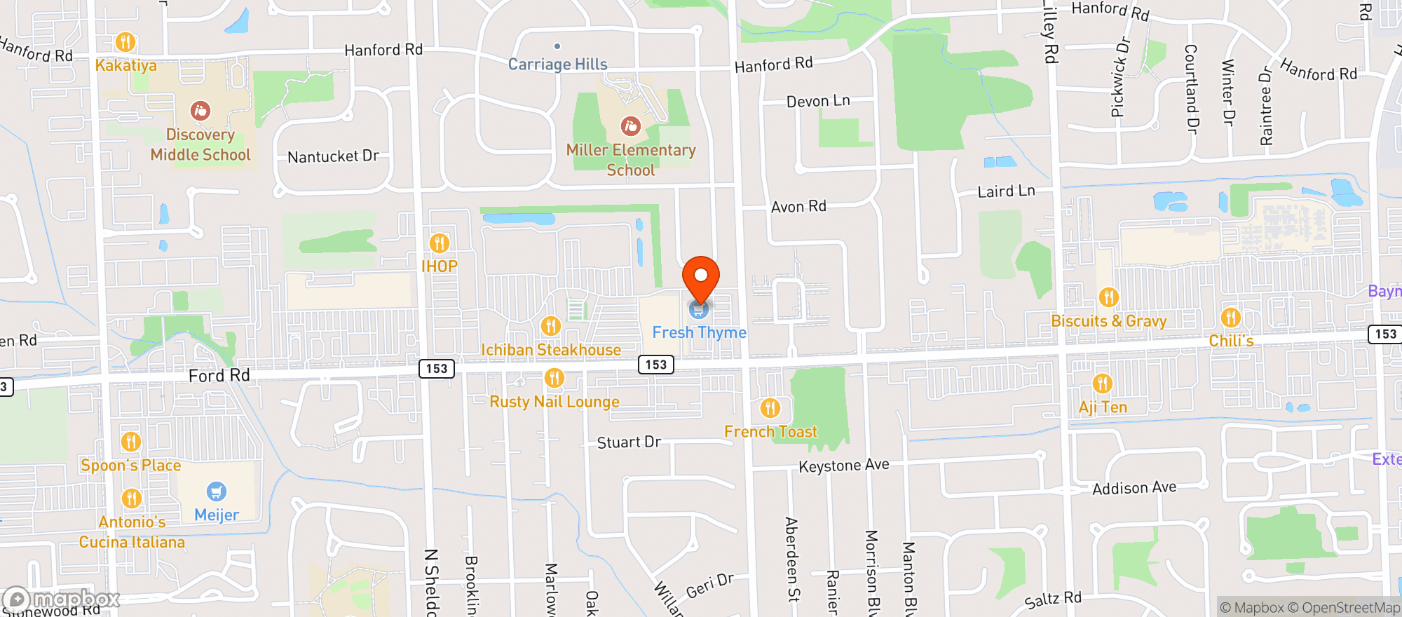 Map showing Fresh Thyme Farmers Market