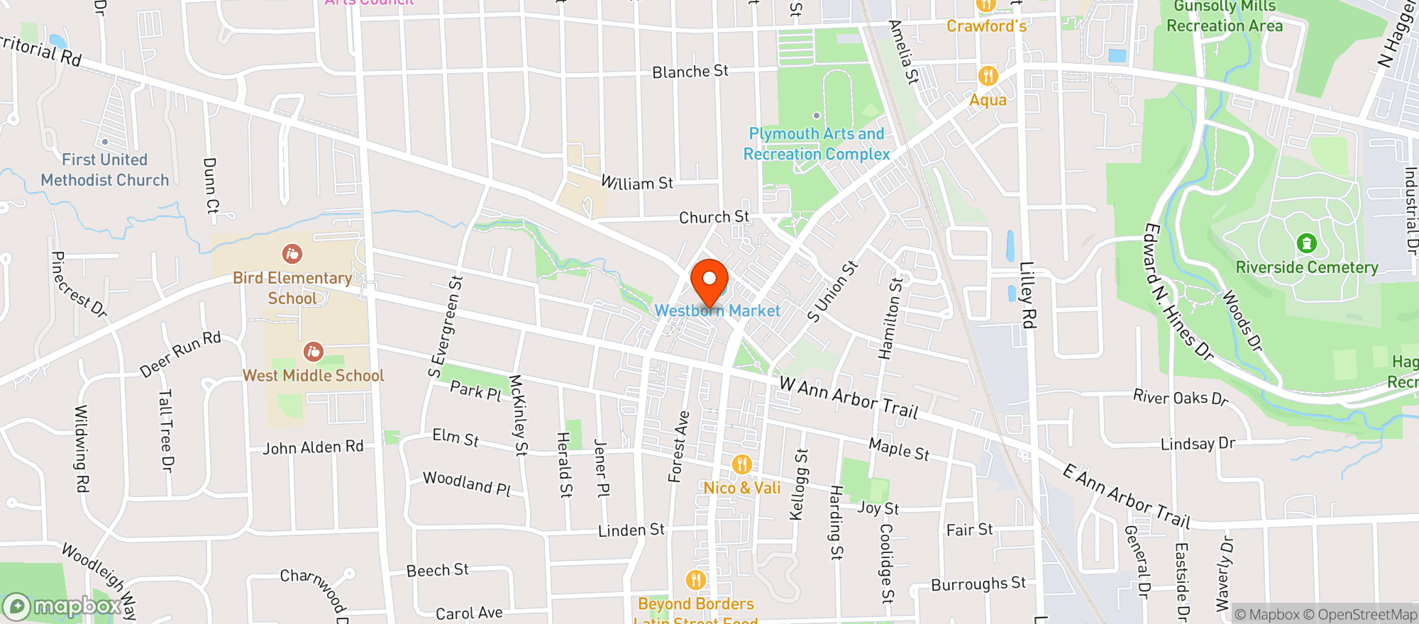 Map showing Pizza E Vino