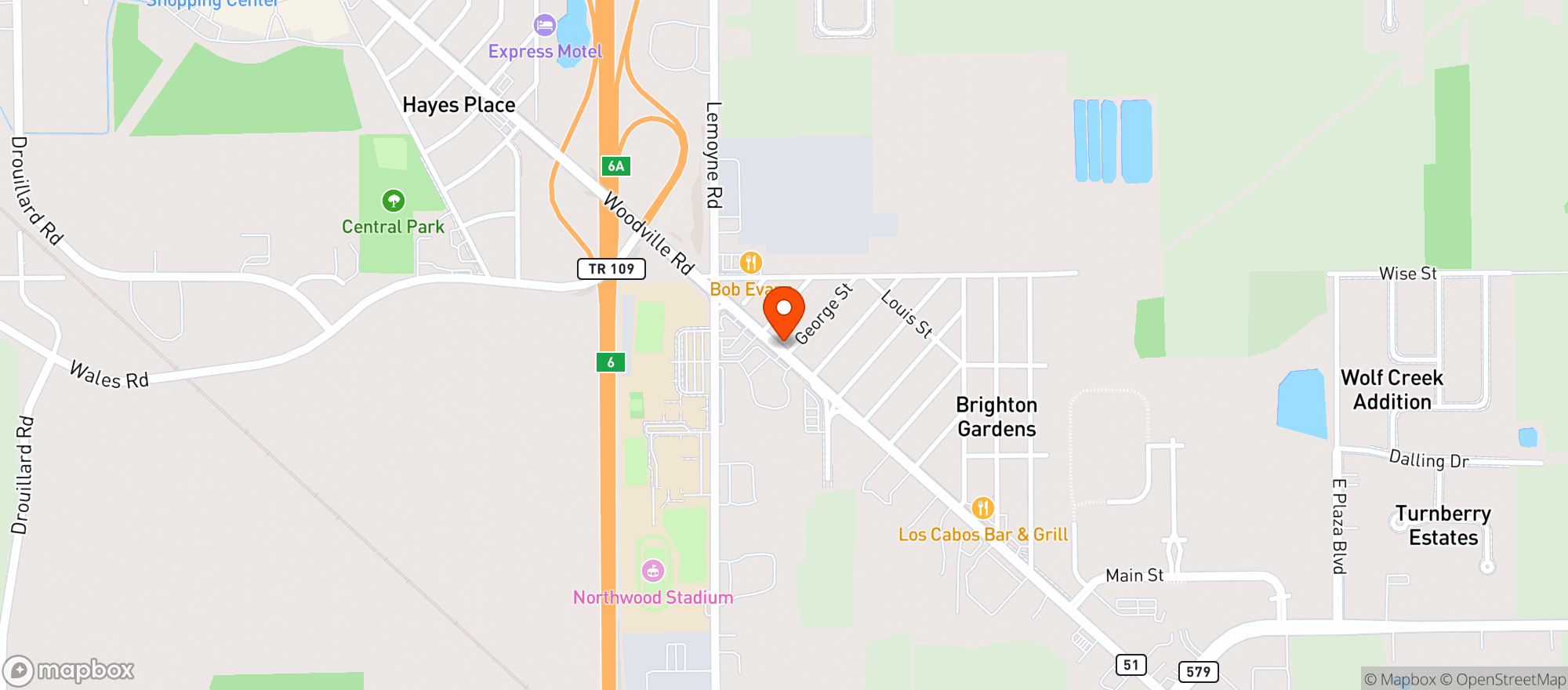 Map showing Marathon Woodville