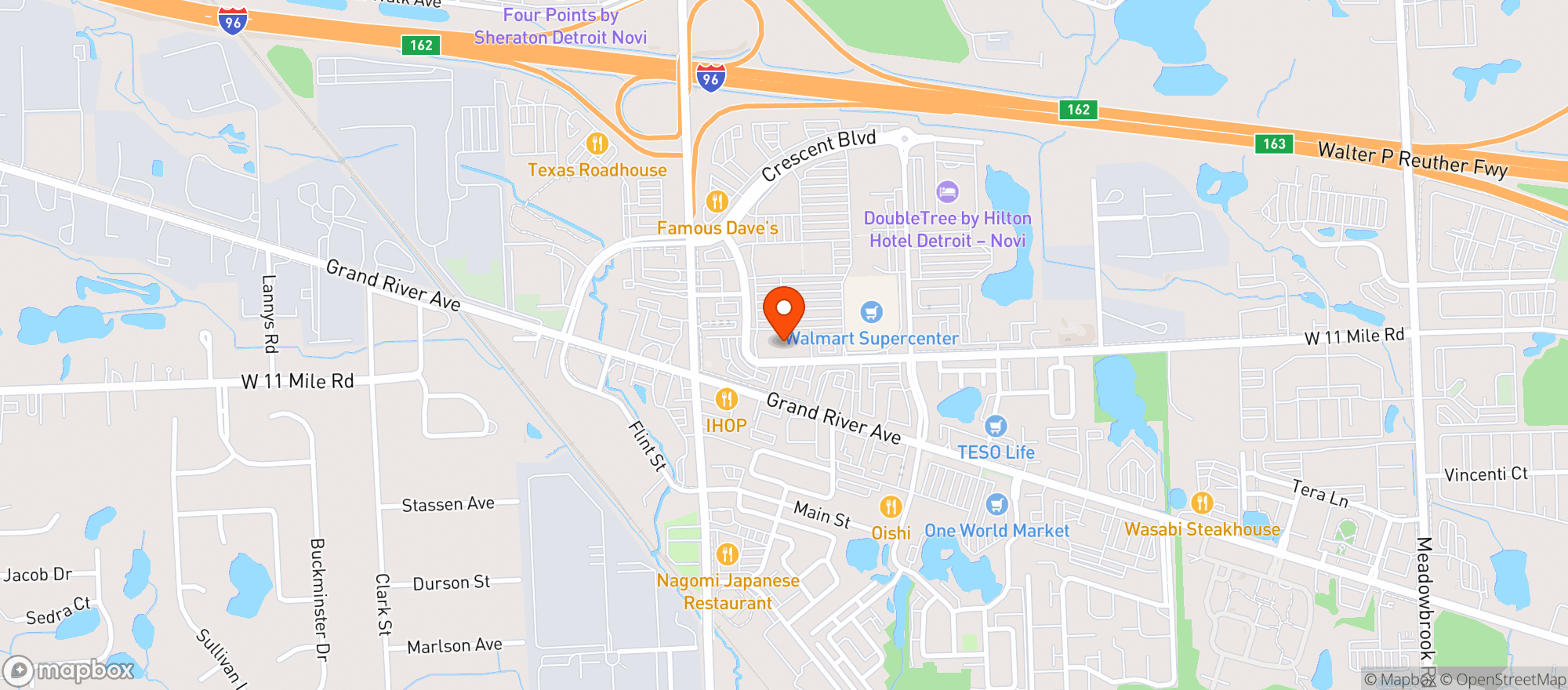 Map showing Diamond Jim Brady's Bistro Bar