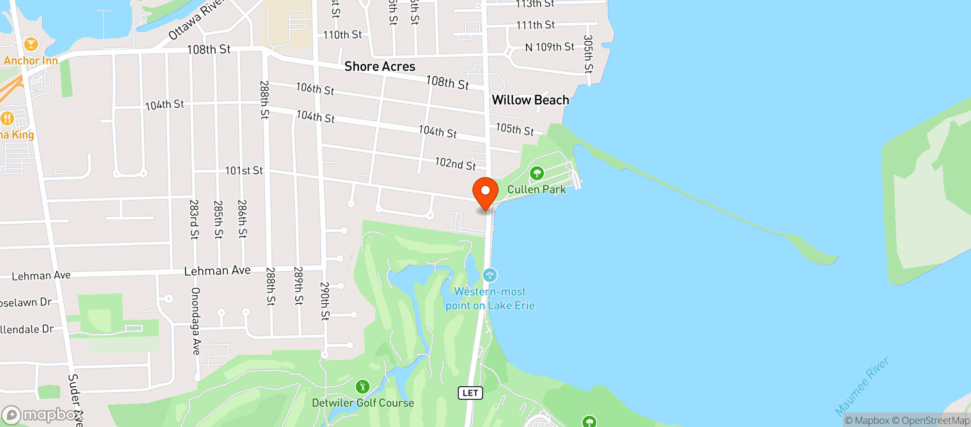Map showing Cullen Park Drive Thru
