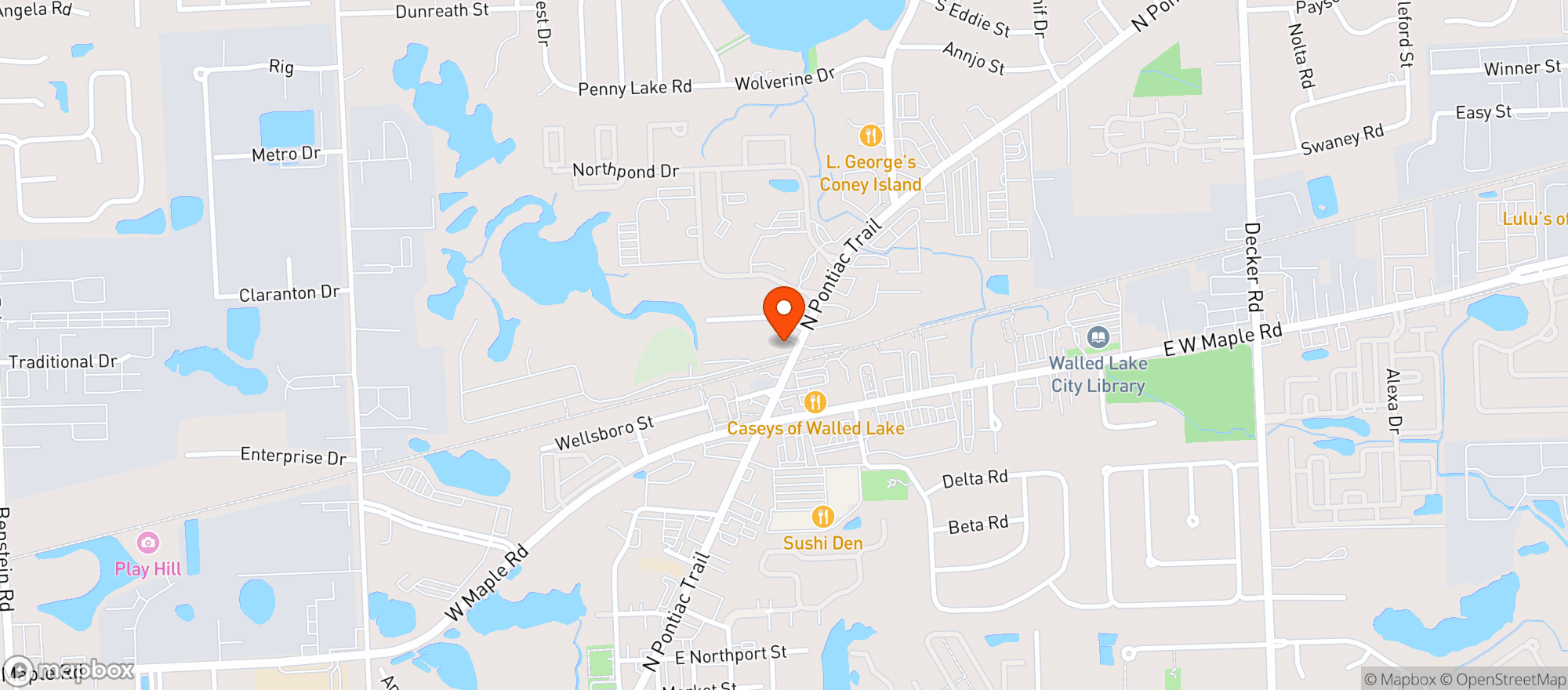 Map showing Lume - Walled Lake