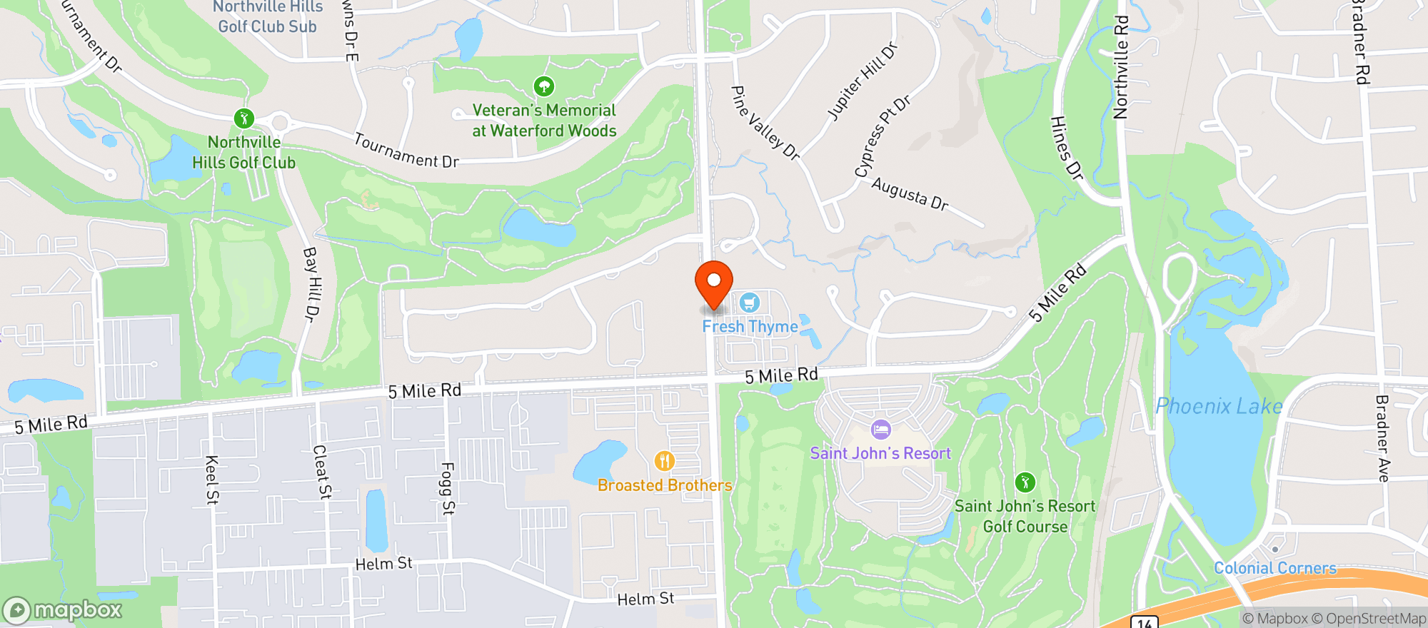 Map showing FRESH THYME FARMERS MARKET (NORTHVILLE)