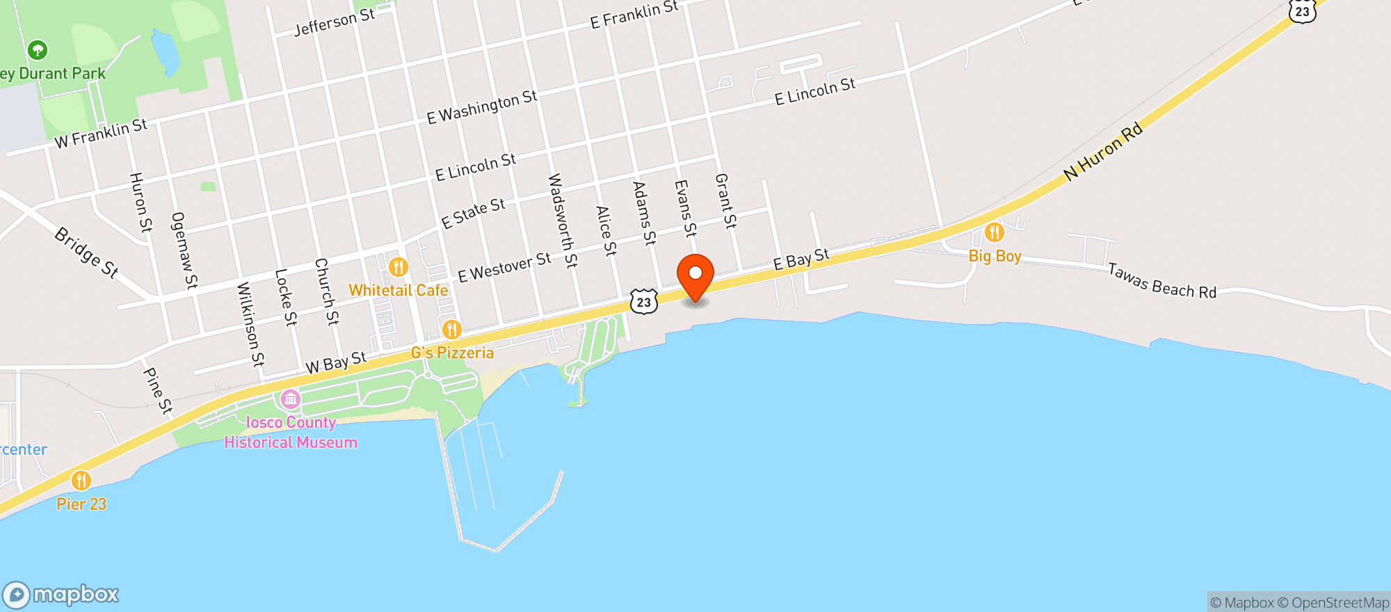 Map showing Bay Party Store