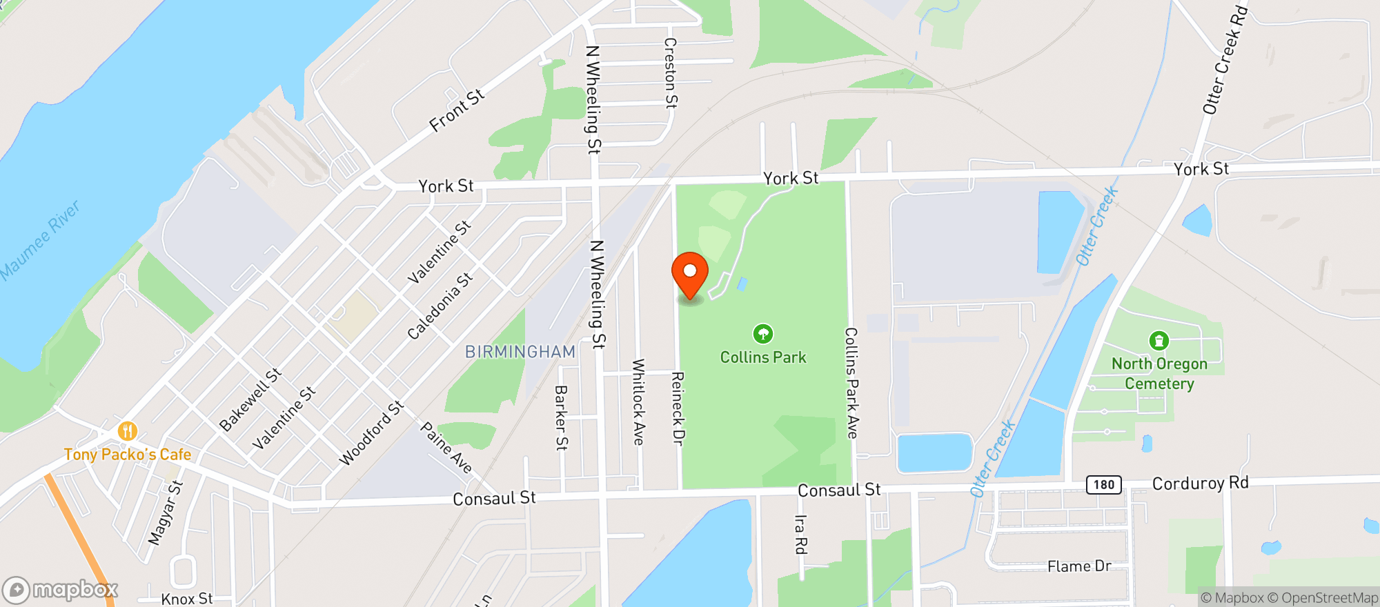 Map showing Collins Park Golf Course