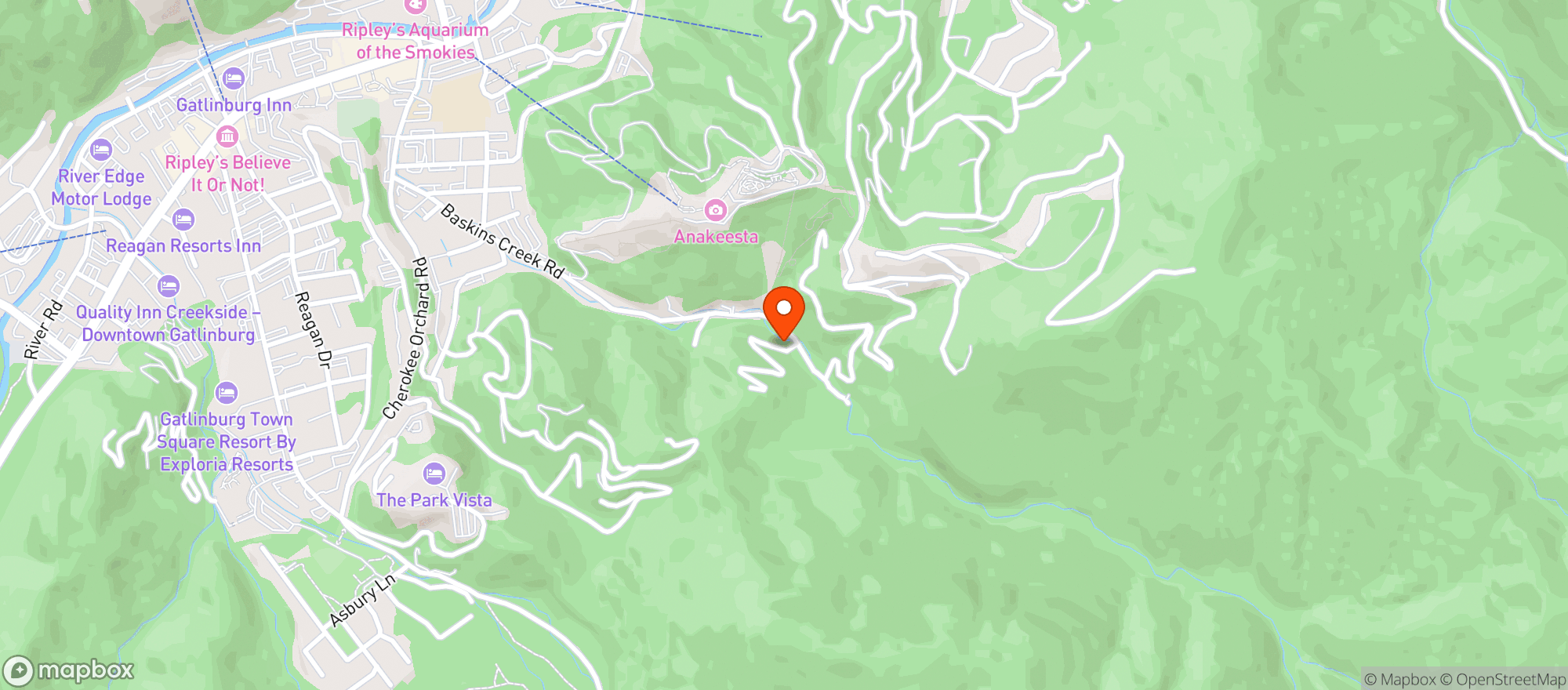 Map showing Baskins Creek Retreat