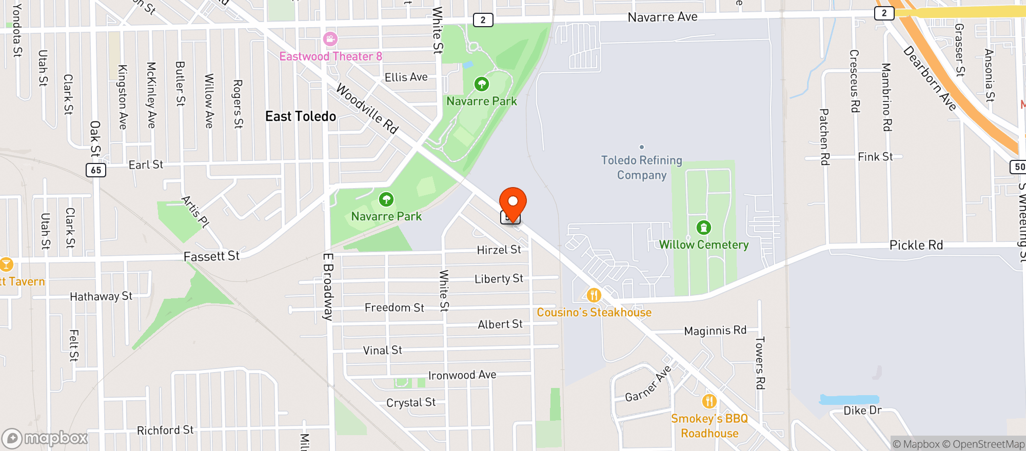 Map showing Woodville Carry Out