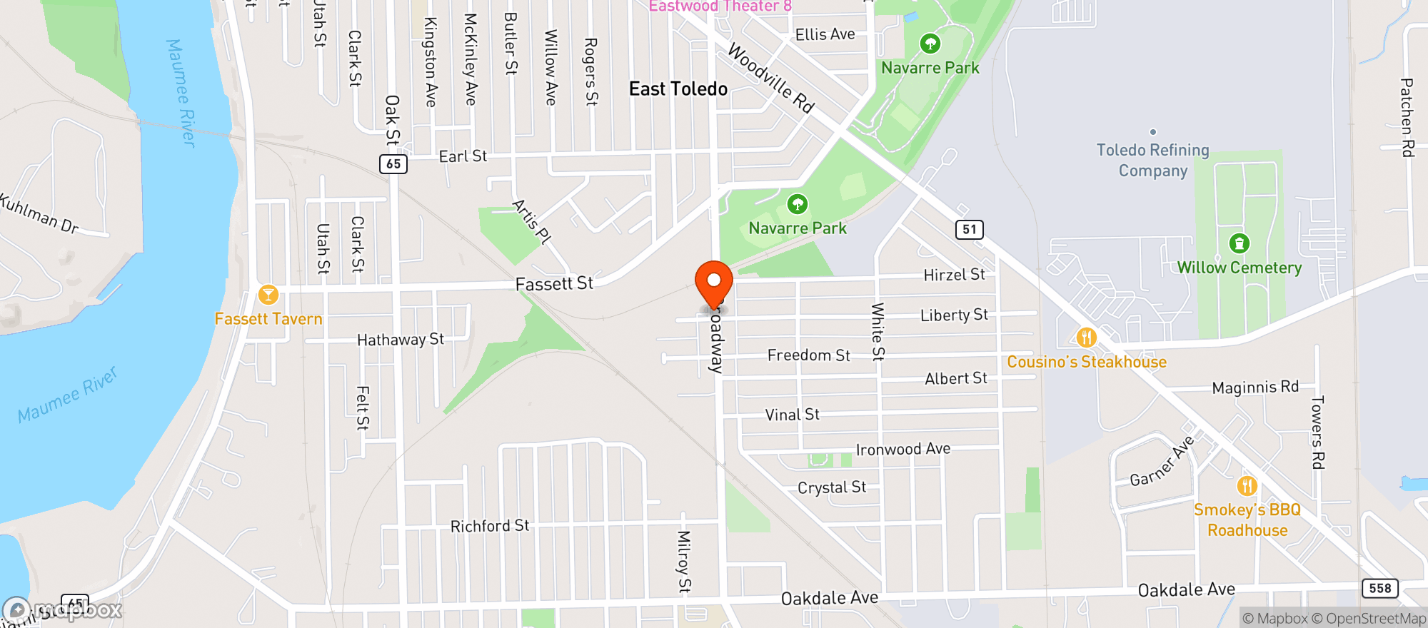 Map showing E Z Mart