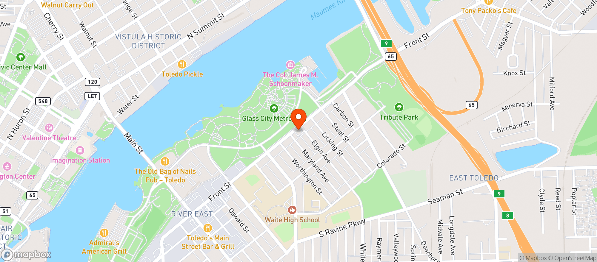 Map showing River East Cafe