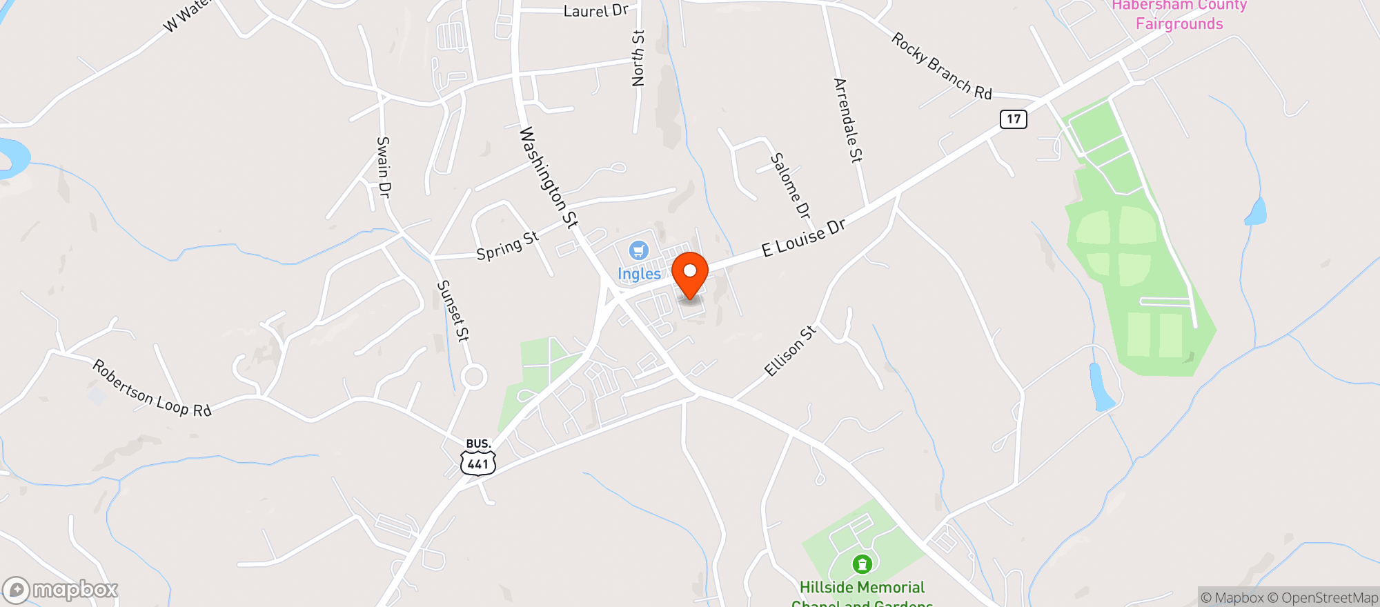 Map showing Clarksville Package Store
