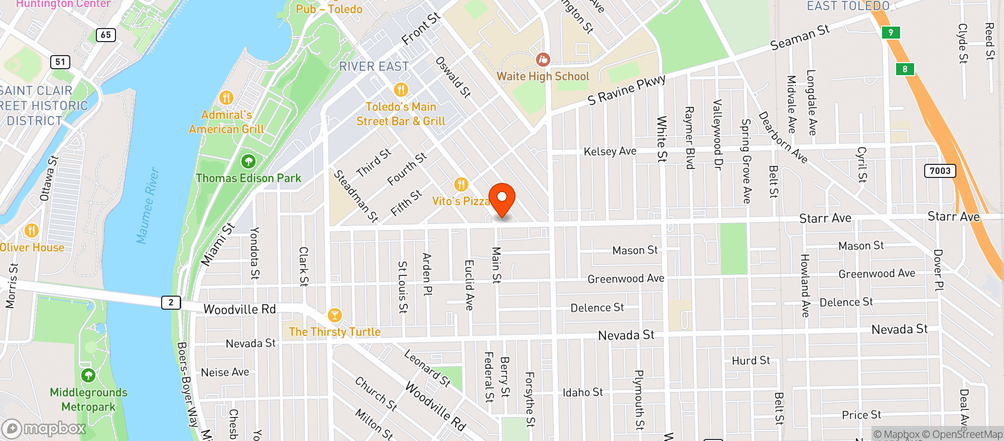 Map showing Rays Party Store