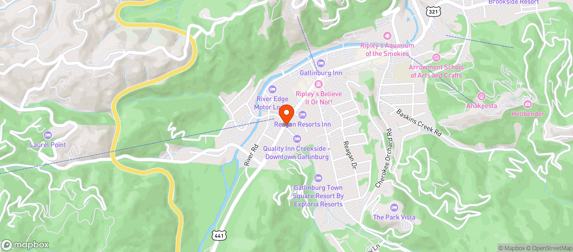 Map showing Howards Steak House