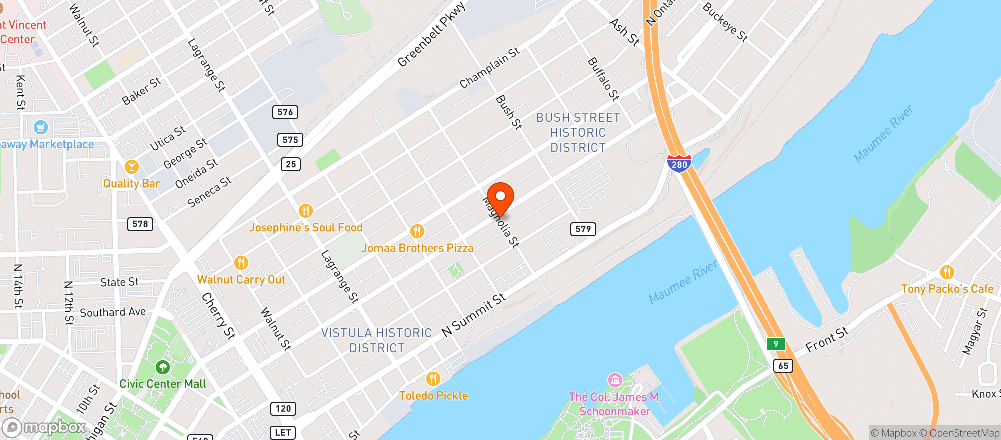 Map showing Huron Market